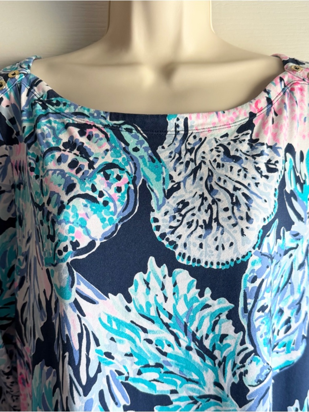 Lilly Pulitzer Sophie Dress High Tide Navy Party in Paradise UPF 50+ - Picture 4 of 10